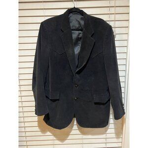 Circle S Texas Western Black Corduroy Blazer Sport Coat -‎ Size 44L